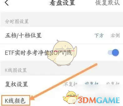 《广发易淘金》修改k线颜色方法