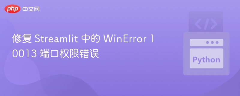 修复 Streamlit 中的 WinError 10013 端口权限错误
