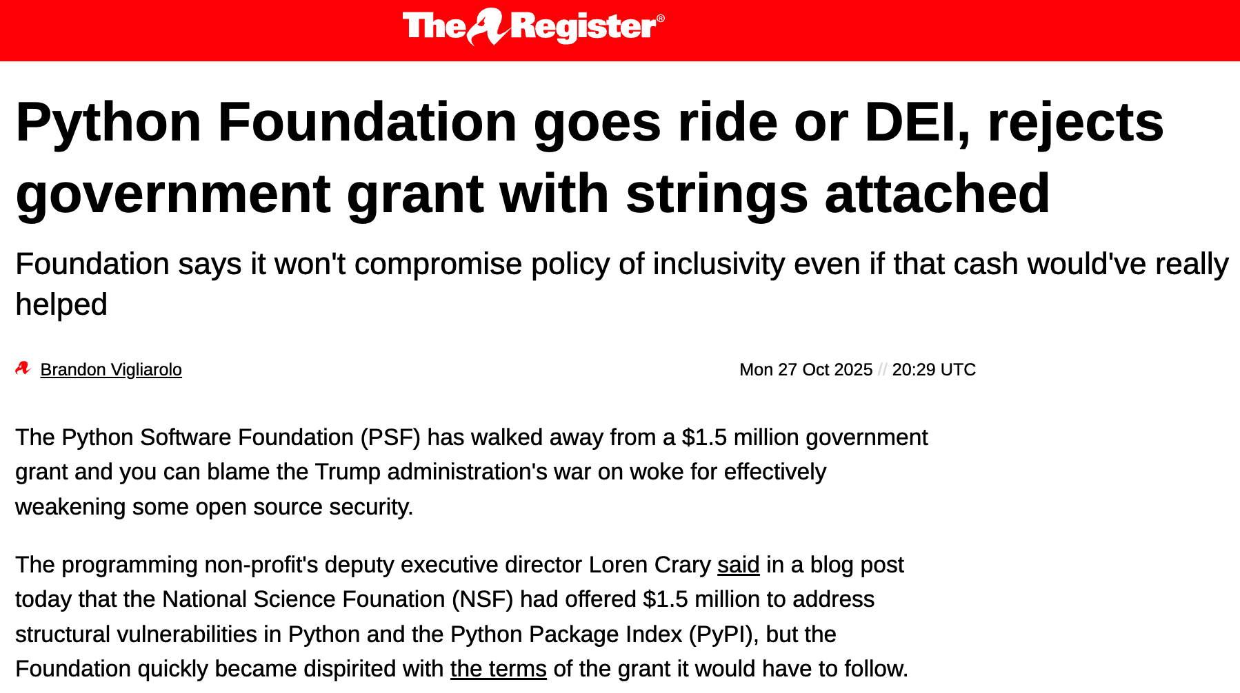 Python基金会拒150万政府拨款风波