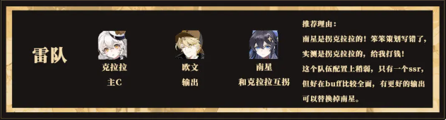 《辉烬》雷队搭配攻略