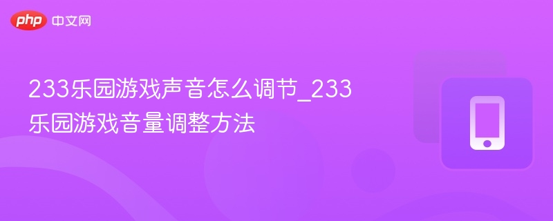 233乐园声音设置调整技巧