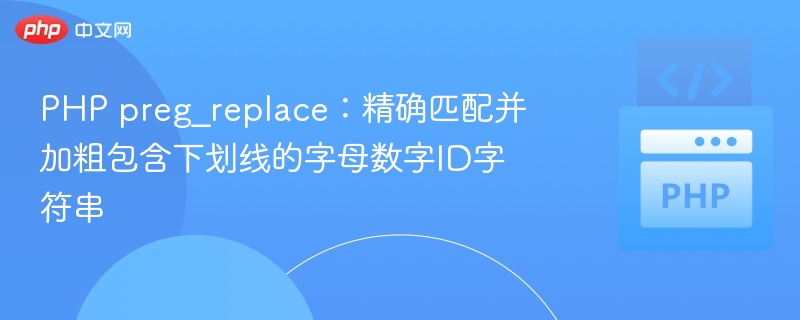 PHP preg_replace:精确匹配并加粗包含下划线的字母数字ID字符串