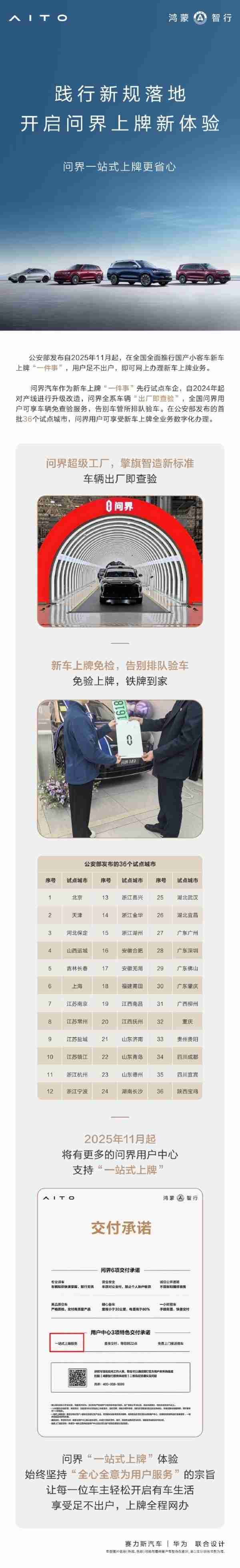 问界官宣全系车型“出厂即查验” 全国用户可免排队上牌