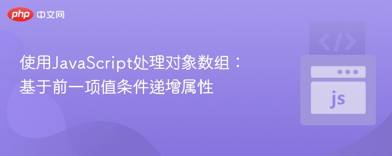 使用JavaScript处理对象数组:基于前一项值条件递增属性