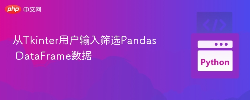 从Tkinter用户输入筛选Pandas DataFrame数据
