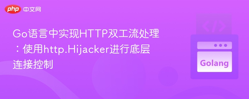 Go语言中实现HTTP双工流处理：使用http.Hijacker进行底层连接控制