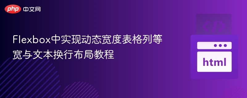 Flexbox中实现动态宽度表格列等宽与文本换行布局教程