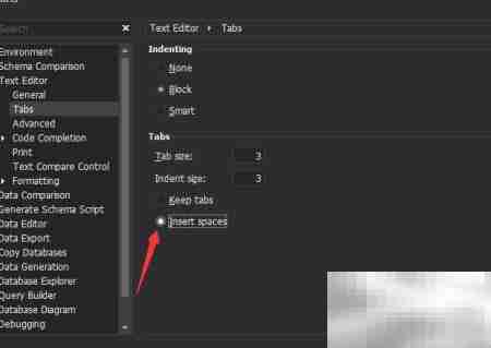dbForge MySQL插入空格设置