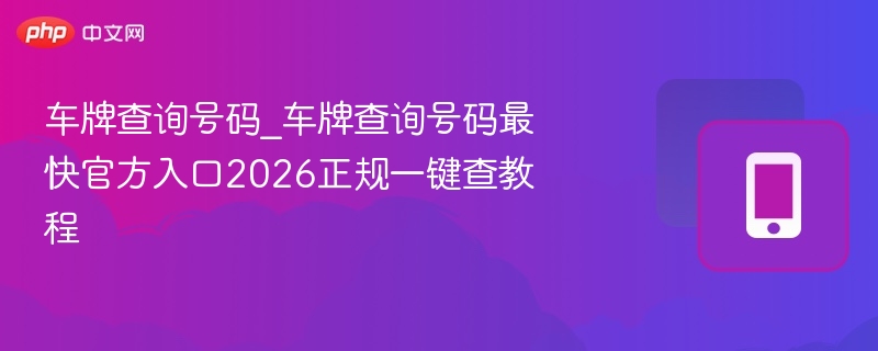 车牌号码查询方法及官方入口2026教程
