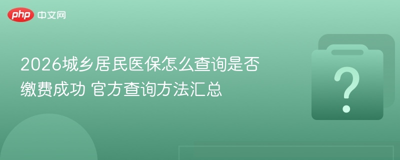 2026城乡居民医保怎么查询是否缴费成功 官方查询方法汇总