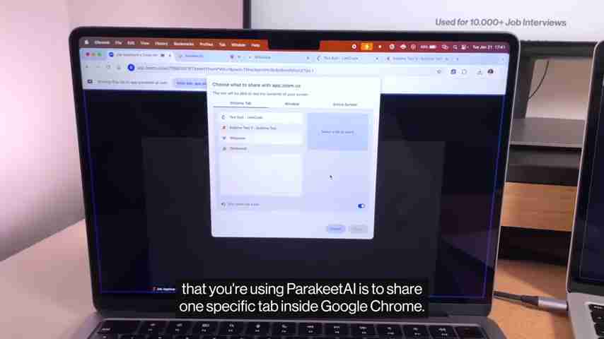 面试屏幕共享指南：ParakeetAI 安全使用技巧