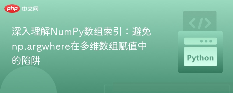 深入理解NumPy数组索引：避免np.argwhere在多维数组赋值中的陷阱
