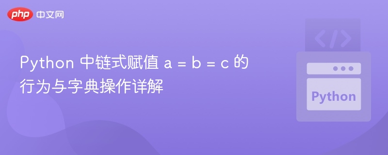 Python 中链式赋值 a = b = c 的行为与字典操作详解
