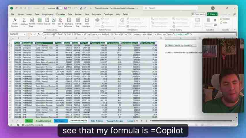 Excel Copilot公式终极指南：30+财务分析技巧