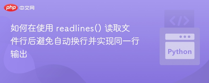 如何在使用 readlines() 读取文件行后避免自动换行并实现同一行输出
