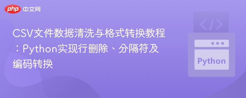 CSV文件数据清洗与格式转换教程：Python实现行删除、分隔符及编码转换
