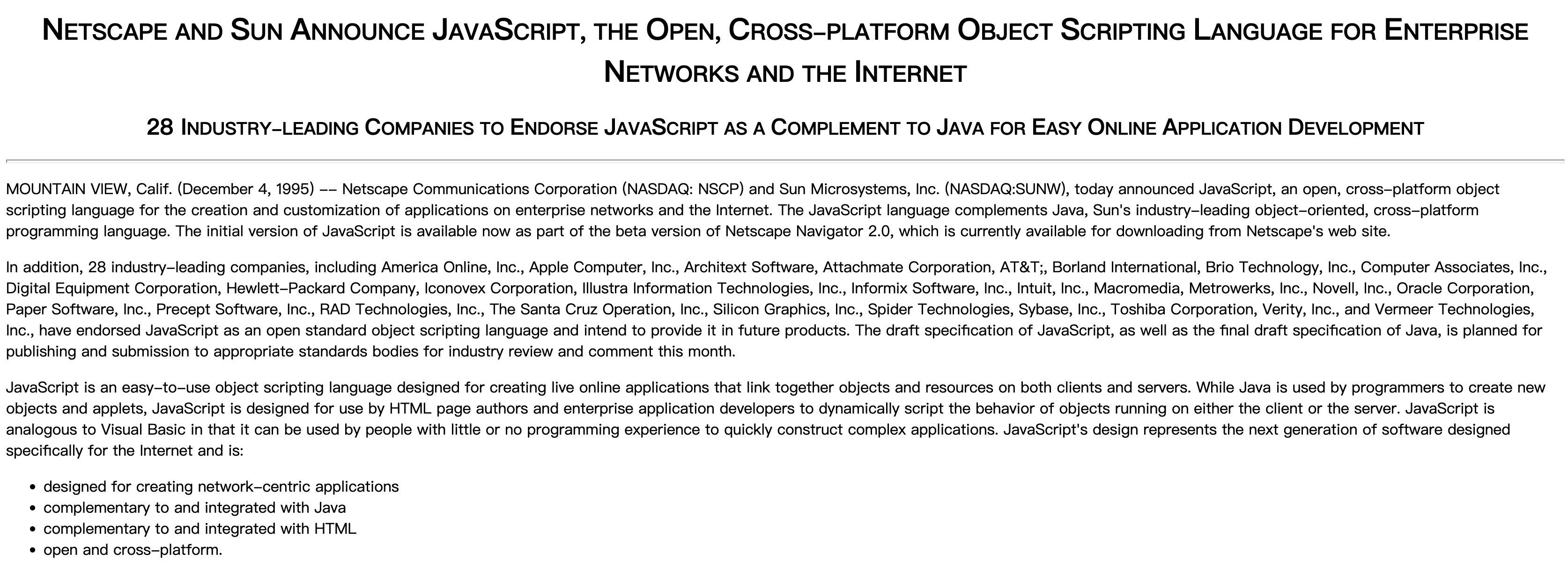 JavaScript 诞生 30 周年