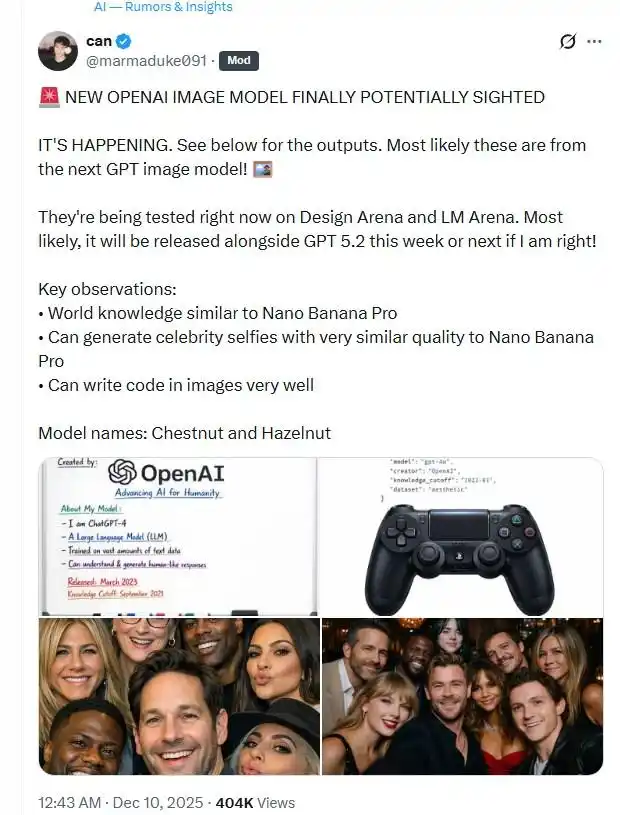 OpenAI新一代图像模型发布，视觉媲美NanoBanana2