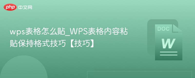 WPS表格粘贴保持格式方法