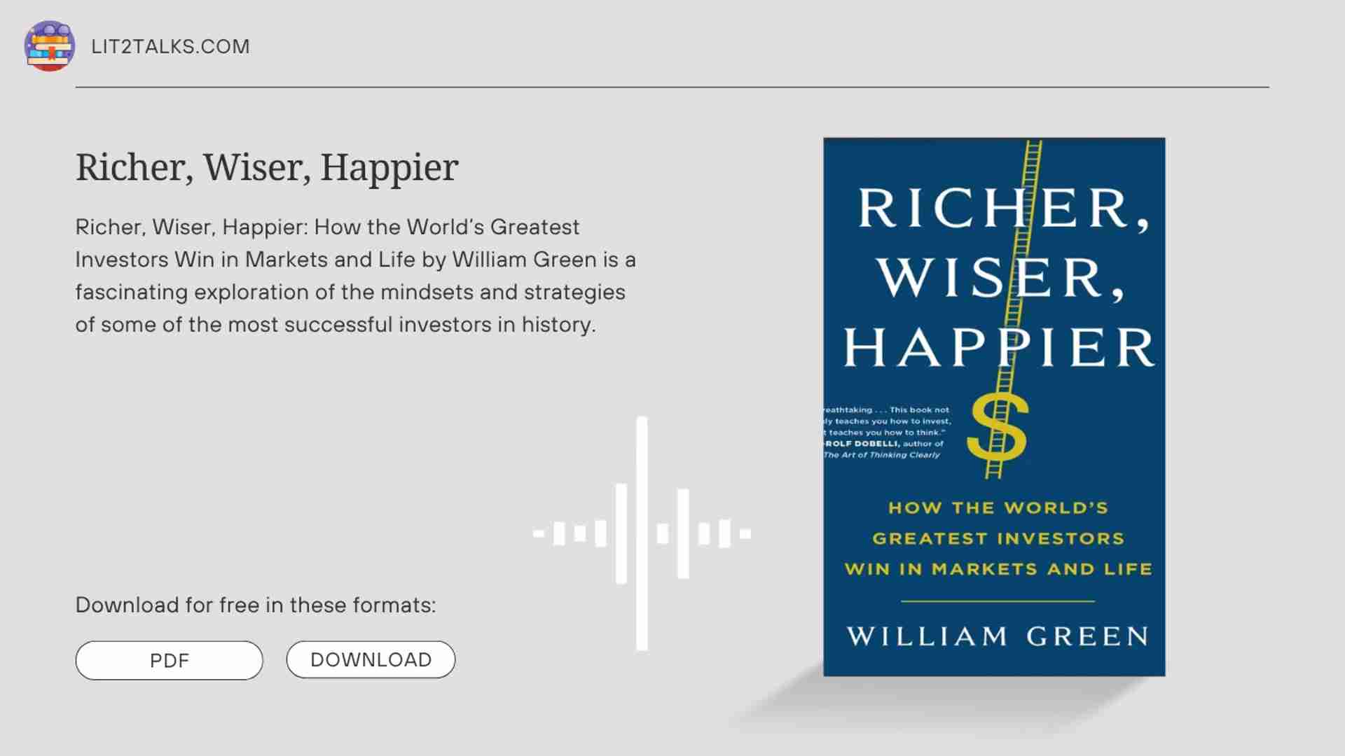 解锁财富密码：Richer, Wiser, Happier投资智慧与人生哲学