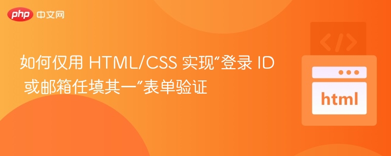 如何仅用 HTML/CSS 实现“登录 ID 或邮箱任填其一”表单验证
