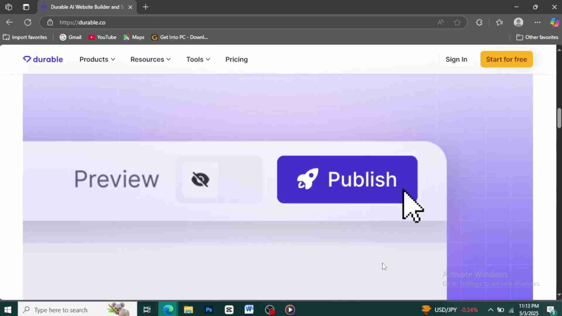 Durable AI网站构建器：无需编码，快速创建专业网站