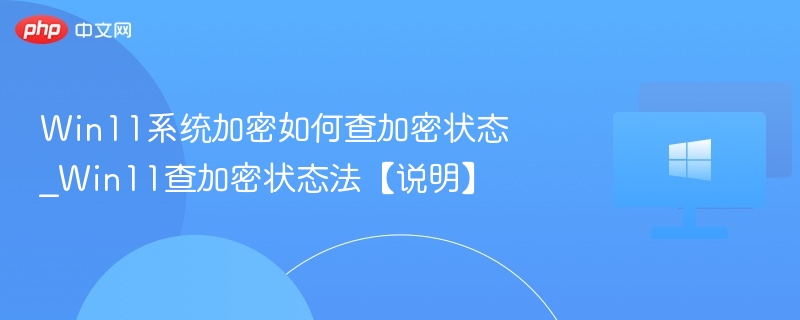 Win11系统加密如何查加密状态_Win11查加密状态法【说明】