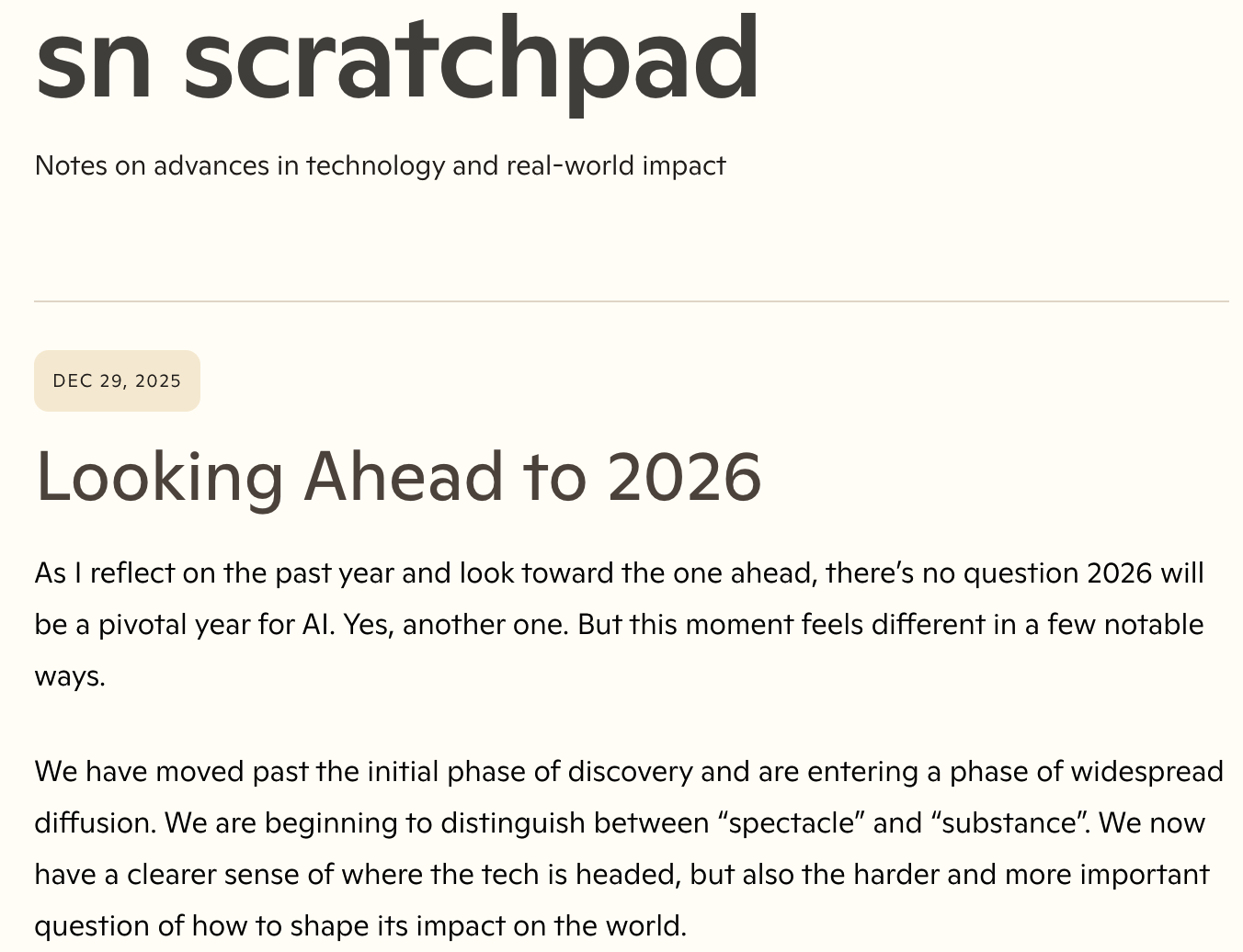 纳德拉预测2026年AI发展趋势