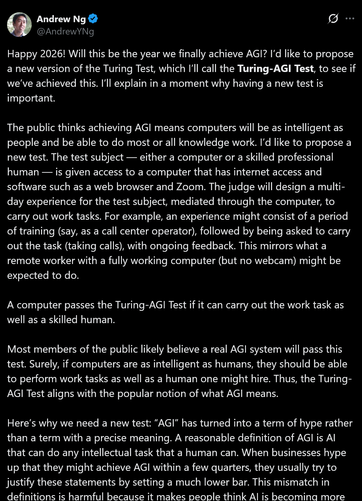 吴恩达发布Turing-AGI测试，评估AI进展