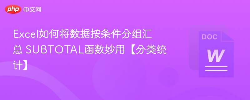 ExcelSUBTOTAL函数分组汇总技巧