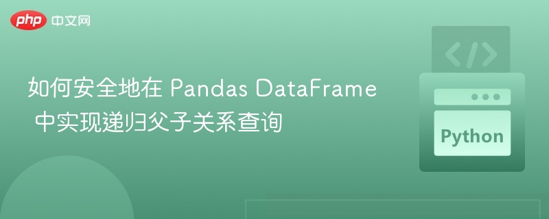 如何安全地在 Pandas DataFrame 中实现递归父子关系查询

