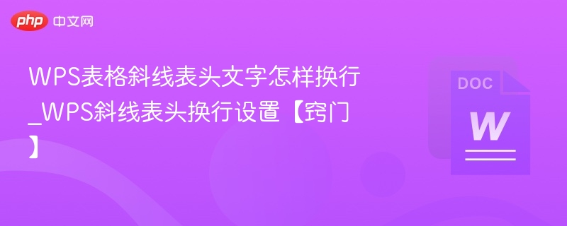 WPS斜线表头换行方法详解