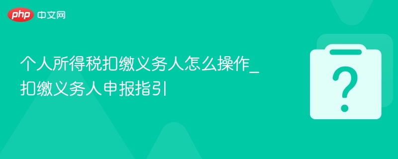 个人所得税扣缴操作指南详解