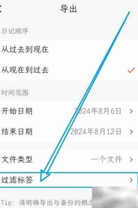 一叶日记导出过滤标签设置