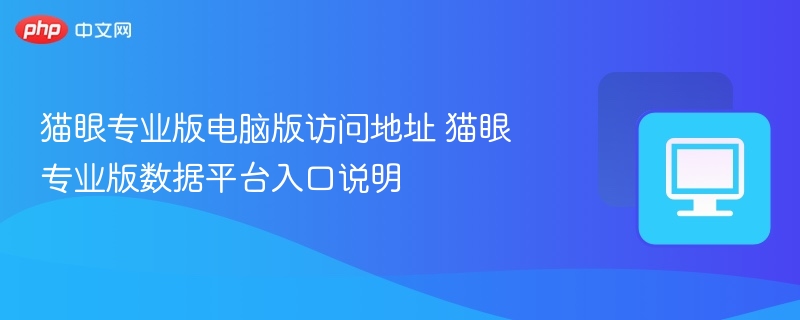 猫眼专业版电脑入口与使用方法