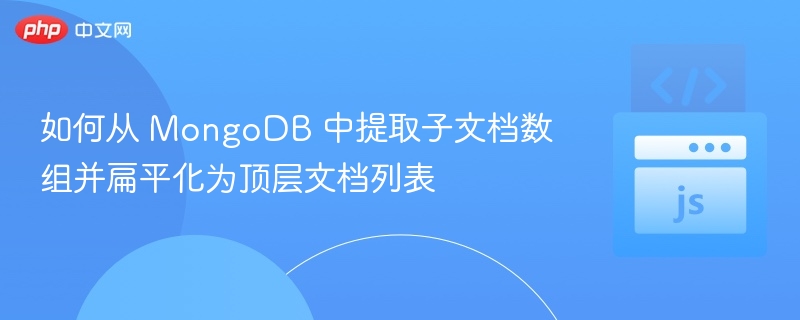 如何从 MongoDB 中提取子文档数组并扁平化为顶层文档列表
