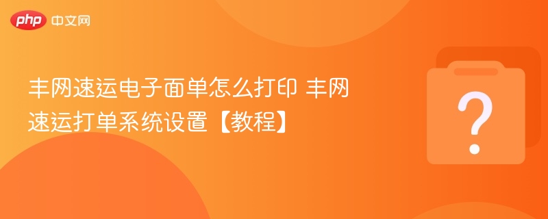 丰网速运面单打印设置与教程详解