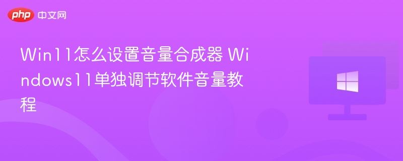 Win11怎么设置音量合成器 Windows11单独调节软件音量教程