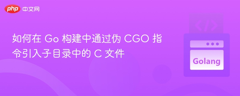 如何在 Go 构建中通过伪 CGO 指令引入子目录中的 C 文件
