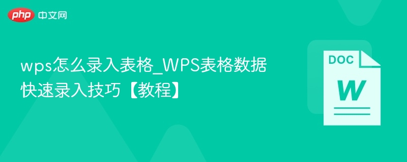 WPS表格快速录入方法教程
