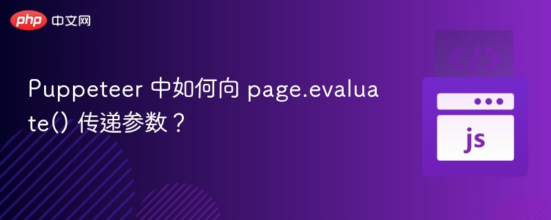 Puppeteer 中如何向 page.evaluate() 传递参数？
