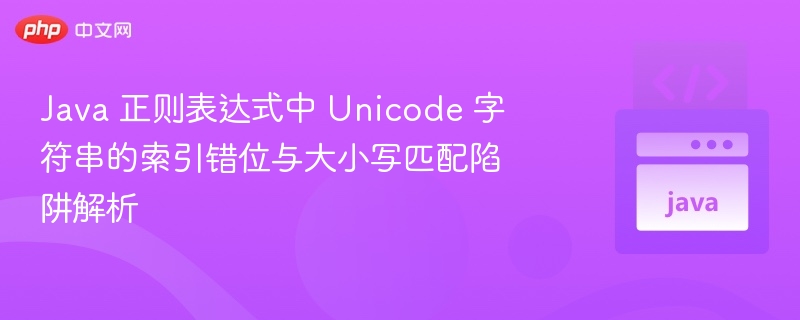 Java 正则表达式中 Unicode 字符串的索引错位与大小写匹配陷阱解析