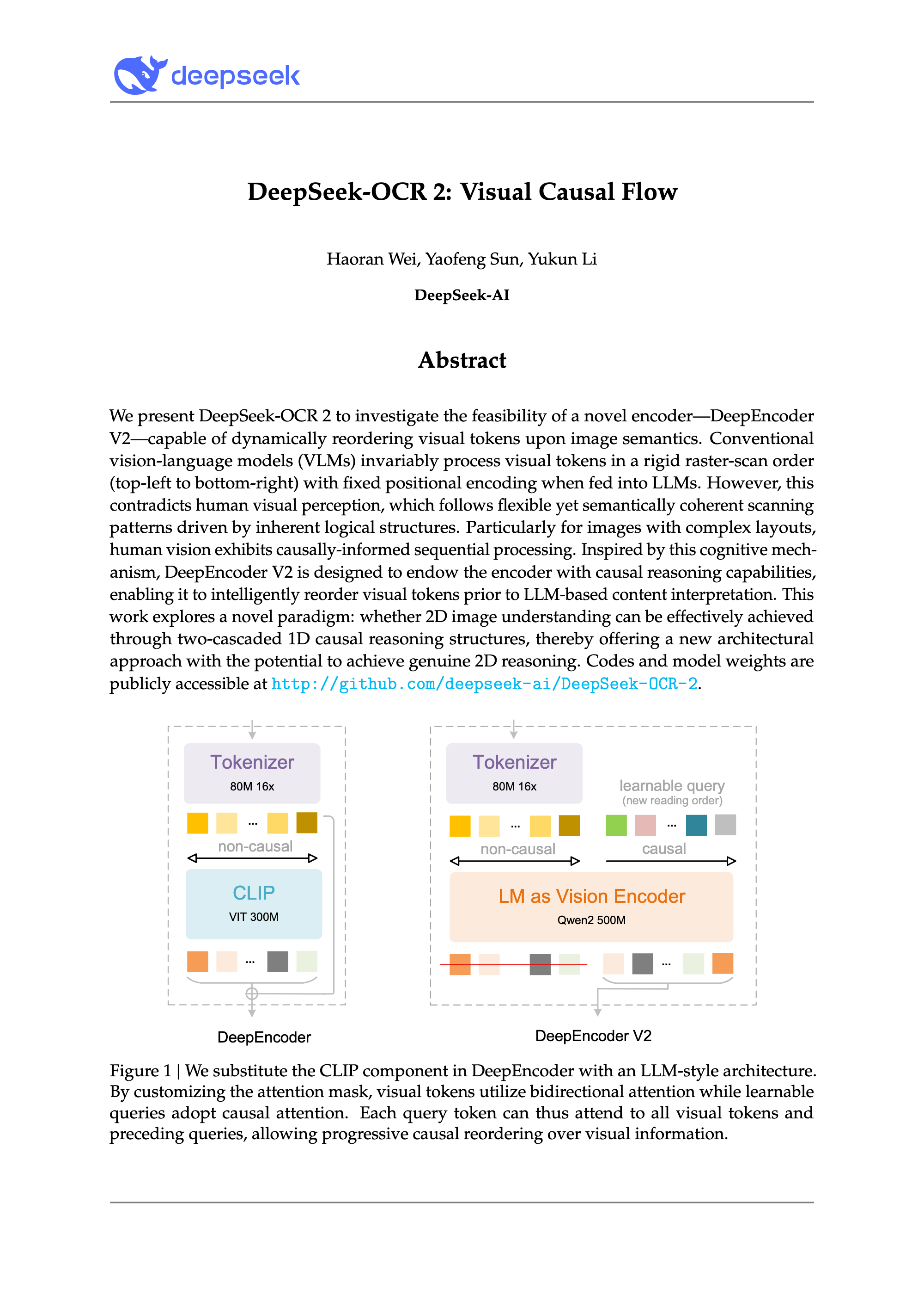 深度求索开源新模型 DeepSeek-OCR 2，提出“Visual Causal Flow”