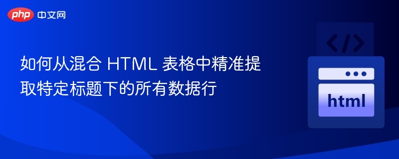 如何从混合 HTML 表格中精准提取特定标题下的所有数据行
