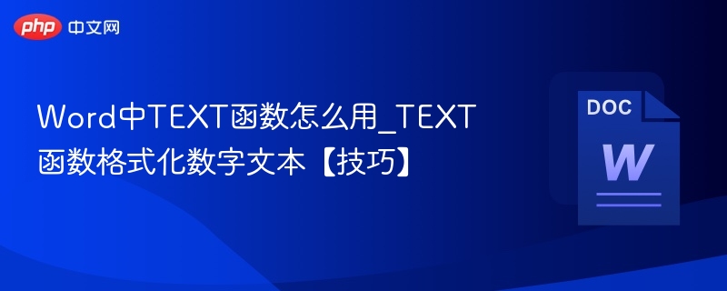 WORD中TEXT函数使用与数字格式化教程