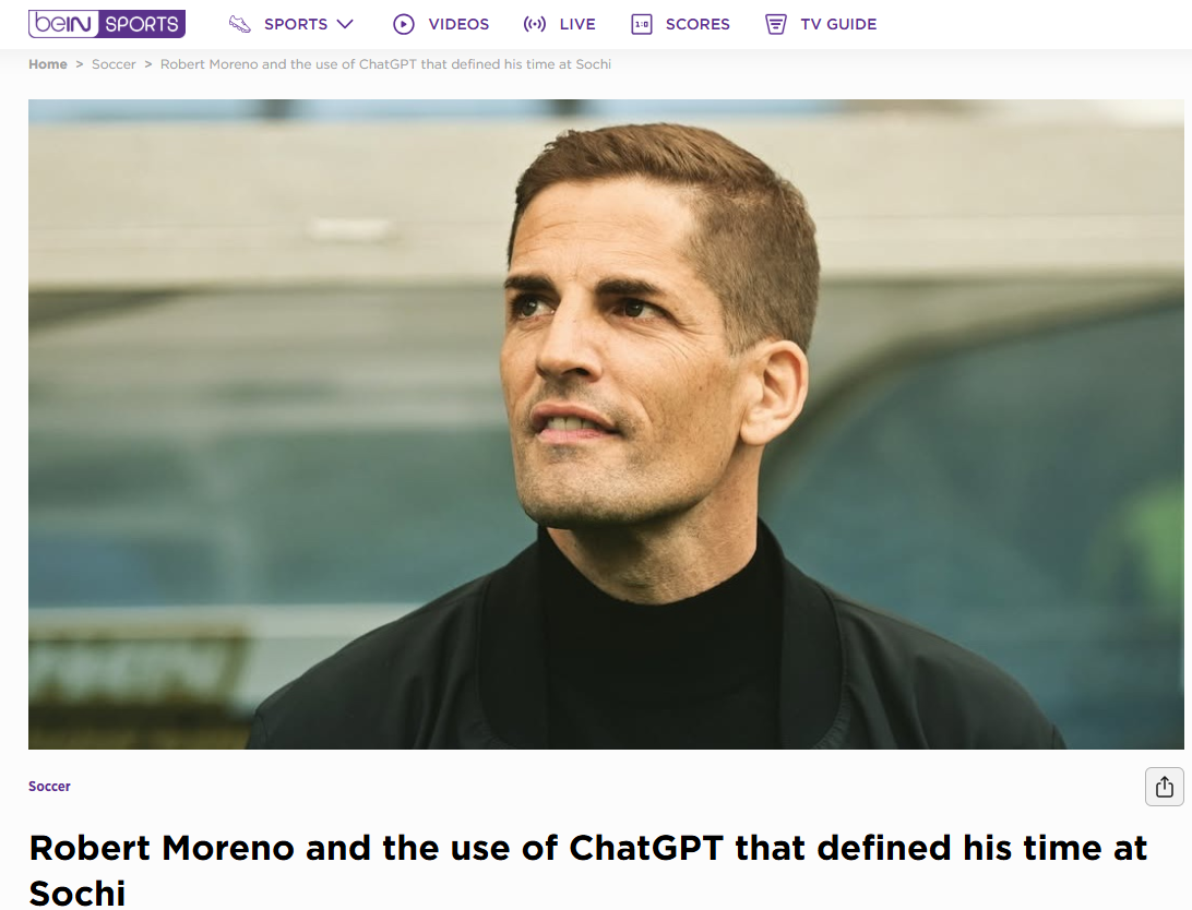 前索契主帅因依赖ChatGPT被解雇