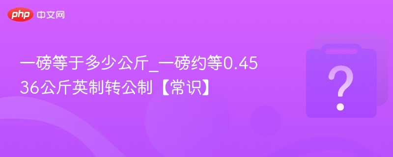一磅等于多少公斤？0.4536公斤换算详解