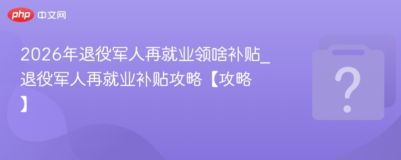 2026年退役军人再就业领啥补贴_退役军人再就业补贴攻略【攻略】