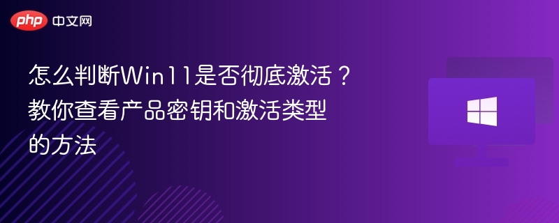 怎么判断Win11是否彻底激活?教你查看产品密钥和激活类型的方法