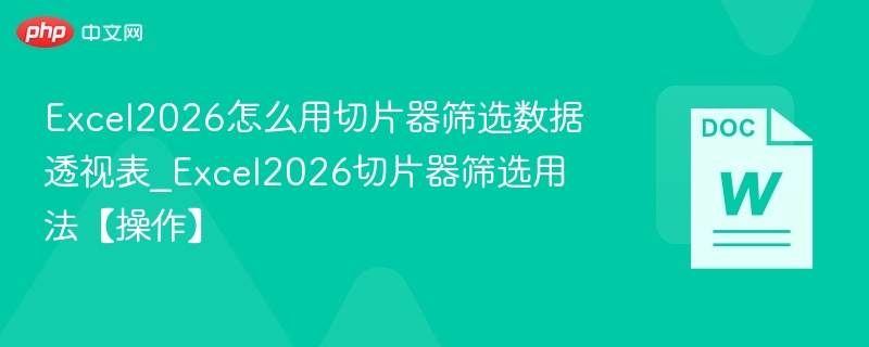 Excel2026怎么用切片器筛选数据透视表_Excel2026切片器筛选用法【操作】
